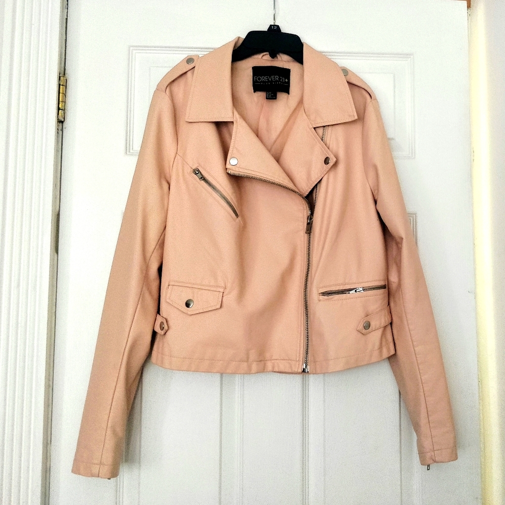 Faux Leather Salmon Women's Jacket Forever 21